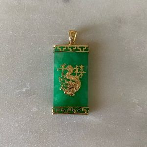 Jade Pendant With 14K Gold Detail